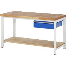 RAU 38001A7157B4H11 Werkbank 1500x700x840-1040 1xSchub-TA lgr/ebl