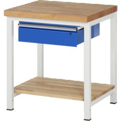 RAU 38001A7077B4H11 Werkbank 750x700x840-1040 1xSchub-TA lgr/ebl