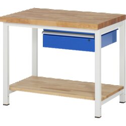 RAU 38001A7107B4H11 Werkbank 1000x700x840-1040 1xSchub-TA lgr/ebl