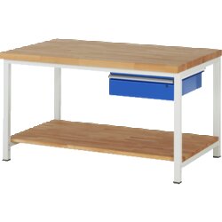 RAU 38001A7159B4H11 Werkbank 1500x900x840-1040 1xSchub-TA lgr/ebl