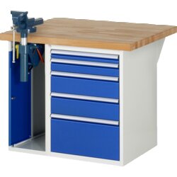 RAU 37511A2109B4M11 Werkbank 1000x900x890 5xSchub-TA 1xSSKL lgr/ebl