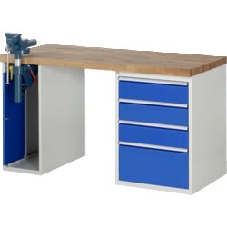 RAU 37510A2157B4M11 Werkbank 1500x700x890 4xSchub-TA 1xSSKL lgr/ebl
