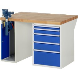 RAU 37511A2129B4M11 Werkbank 1250x900x890 5xSchub-TA 1xSSKL lgr/ebl