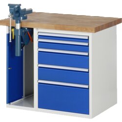 RAU 37511A2107B4M11 Werkbank 1000x700x890 5xSchub-TA 1xSSKL lgr/ebl