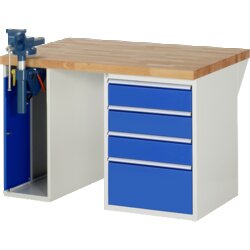 RAU 37510A2129B4M11 Werkbank 1250x900x890 4xSchub-TA 1xSSKL lgr/ebl