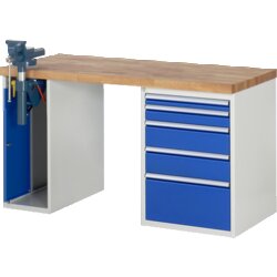 RAU 37511A2157B4M11 Werkbank 1500x700x890 5xSchub-TA 1xSSKL lgr/ebl