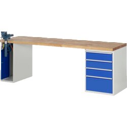 RAU 37510A2257B4M11 Werkbank 2500x700x890 4xSchub-TA 1xSSKL lgr/ebl