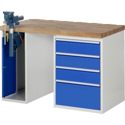 RAU 37510A2127B4M11 Werkbank 1250x700x890 4xSchub-TA 1xSSKL lgr/ebl