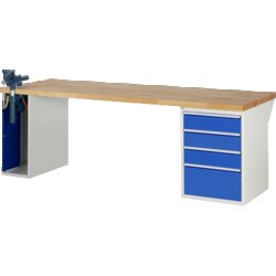 RAU 37510A2259B4M11 Werkbank 2500x900x890 4xSchub-TA 1xSSKL lgr/ebl