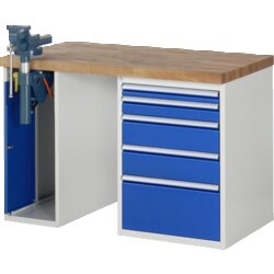 RAU 37511A2127B4M11 Werkbank 1250x700x890 5xSchub-TA 1xSSKL lgr/ebl