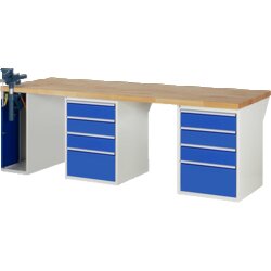 RAU 37510A9259B4M11 Werkbank 2500x900x890 8xSchub-TA 1xSSKL lgr/ebl
