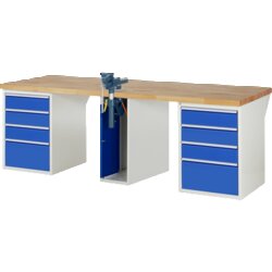 RAU 37510A0259B4M11 Werkbank 2500x900x890 8xSchub-TA 1xSSKL lgr/ebl