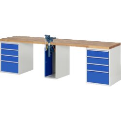 RAU 37510A0307B4M11 Werkbank 3000x700x890 8xSchub-TA 1xSSKL lgr/ebl