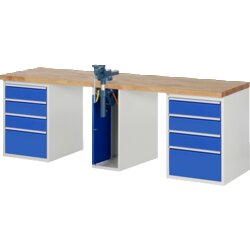 RAU 37510A0257B4M11 Werkbank 2500x700x890 8xSchub-TA 1xSSKL lgr/ebl