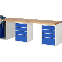 RAU 37510A9257B4M11 Werkbank 2500x700x890 8xSchub-TA 1xSSKL lgr/ebl