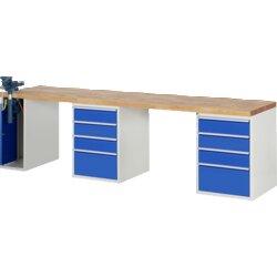 RAU 37510A9307B4M11 Werkbank 3000x700x890 8xSchub-TA 1xSSKL lgr/ebl