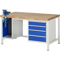 RAU 38185A1159B4H11 Werkbank 1500x900x840-1040 4xSchub-TA SSKL lgr/ebl