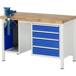 RAU 38185A1127B4H11 Werkbank 1250x700x840-1040 4xSchub-TA SSKL lgr/ebl