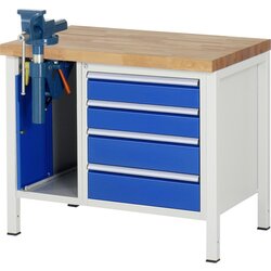 RAU 38185A2107B4H11 Werkbank 1000x700x840-1040 4xSchub-TA SSKL lgr/ebl