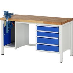 RAU 38185A1157B4H11 Werkbank 1500x700x840-1040 4xSchub-TA SSKL lgr/ebl