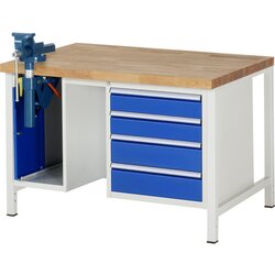 RAU 38185A1129B4H11 Werkbank 1250x900x840-1040 4xSchub-TA SSKL lgr/ebl