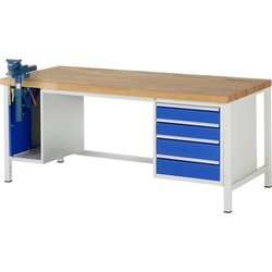 RAU 38185A1209B4H11 Werkbank 2000x900x840-1040 4xSchub-TA SSKL lgr/ebl
