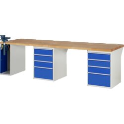 RAU 37510A9309B4M11 Werkbank 3000x900x890 8xSchub-TA 1xSSKL lgr/ebl