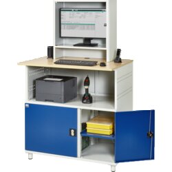 RAU 71023M3S11 Computertisch 1100x790x1840 Monitorfach stationär lgr/ebl