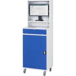 RAU 7650M65MG2F11 Computerschrank 650x520x1895 Monitorfach mobil lgr/ebl