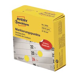 Avery Zweckform 3856 Markierungspunkt 19mm gelb 250 St./Pack.