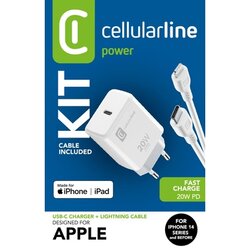 cellularline Ladegerät Kommunikationstechnik USB-C CHARGER KIT 20W 20 W