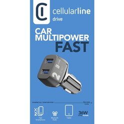 cellularline Kfz-Ladegerät CAR MULTIPOWER 2 FAST