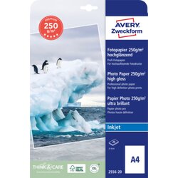 Avery Zweckform 2556-20 Fotopapier Premium DIN A4 250g ws 20 Bl./Pack.