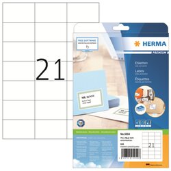 HERMA 5054 Etikett PREMIUM 70x42,3mm weiß 525 St./Pack.
