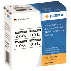HERMA 4837 Anlagenummer 15x22mm schwarz 1.000 St./Pack.