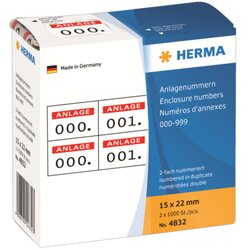HERMA 4832 Anlagenummer 15x22mm rot 1.000 St./Pack.
