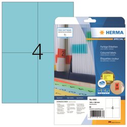 HERMA 4563 Herma Etikett ablösbar 105x148mm blau 80 St./Pack.