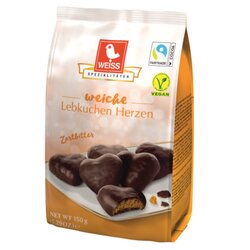 Weiss Gebäck Lebkuchen Herzen Zartbitter