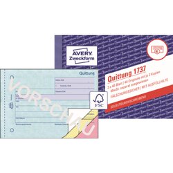 Avery Zweckform 1737 Quittung DI A6 mit MwSt SD 3x40Blatt