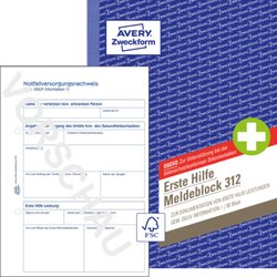 Avery Zweckform 312 Meldeblock Erste Hilfe A5 50 Blatt