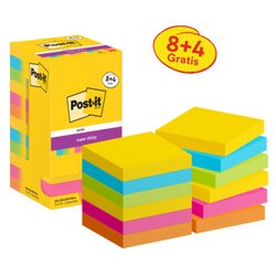Post-it® 654-SSCARNP8+4 Haftnotiz Super Sticky  76x76mm farb12x90Bl