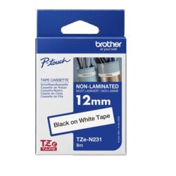 Brother TZEN231 Schriftbandkassette 12mmx8m unlaminiert sw auf ws