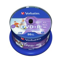 Verbatim 43512 DVD+R 16x 4,7GB Wide Printable Surface 50 St./Pack.