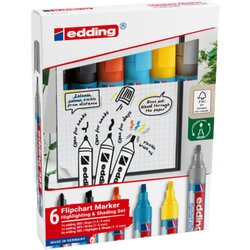 edding 4-385-380-383-6 Flipchartmarker Set sort 6St 