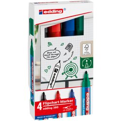 edding 4-380-4-2 Flipchartmarker 380 1,5-3mm sort 4St