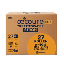 oecolife 1632702 Toilettenpapier Stroh 3lg 250Bl 27St