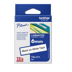 Brother TZE211 Schriftbandkassette 6mmx8m laminiert sw auf ws