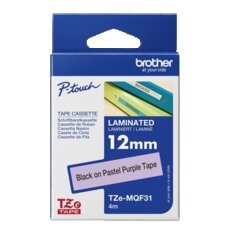 Brother TZEMQF31 Schriftbandkassette 12mmx4m sw auf lila pastel