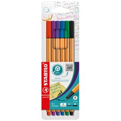 STABILO® EO88/6 Fineliner point 0,4mm farbig sortiert 6 St.