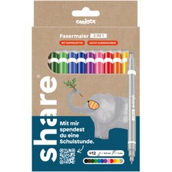 share 4-0003-12-1 Fasermaler 2in1 sort 12St 
